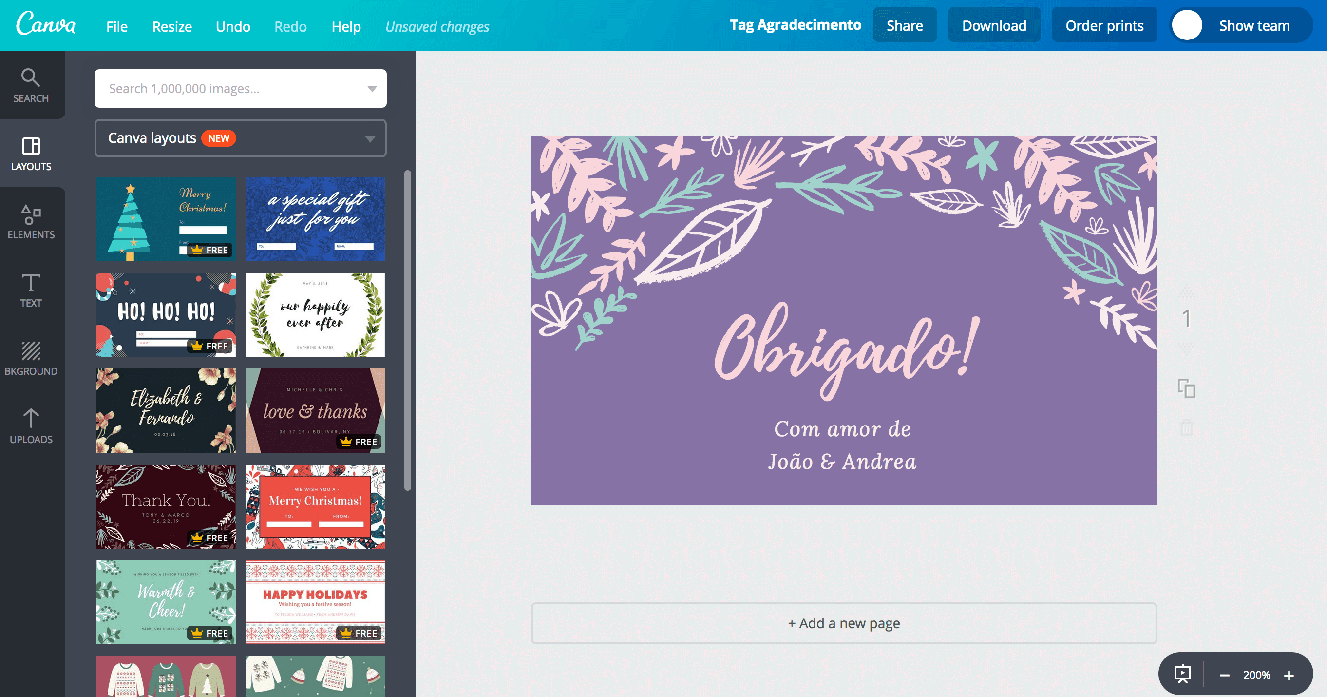 Cire sua Tag de Agradecimento Online Canva