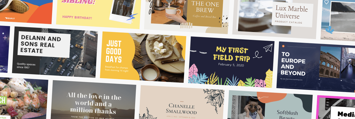 Editor de slideshow crie slides online ou personalize modelos de