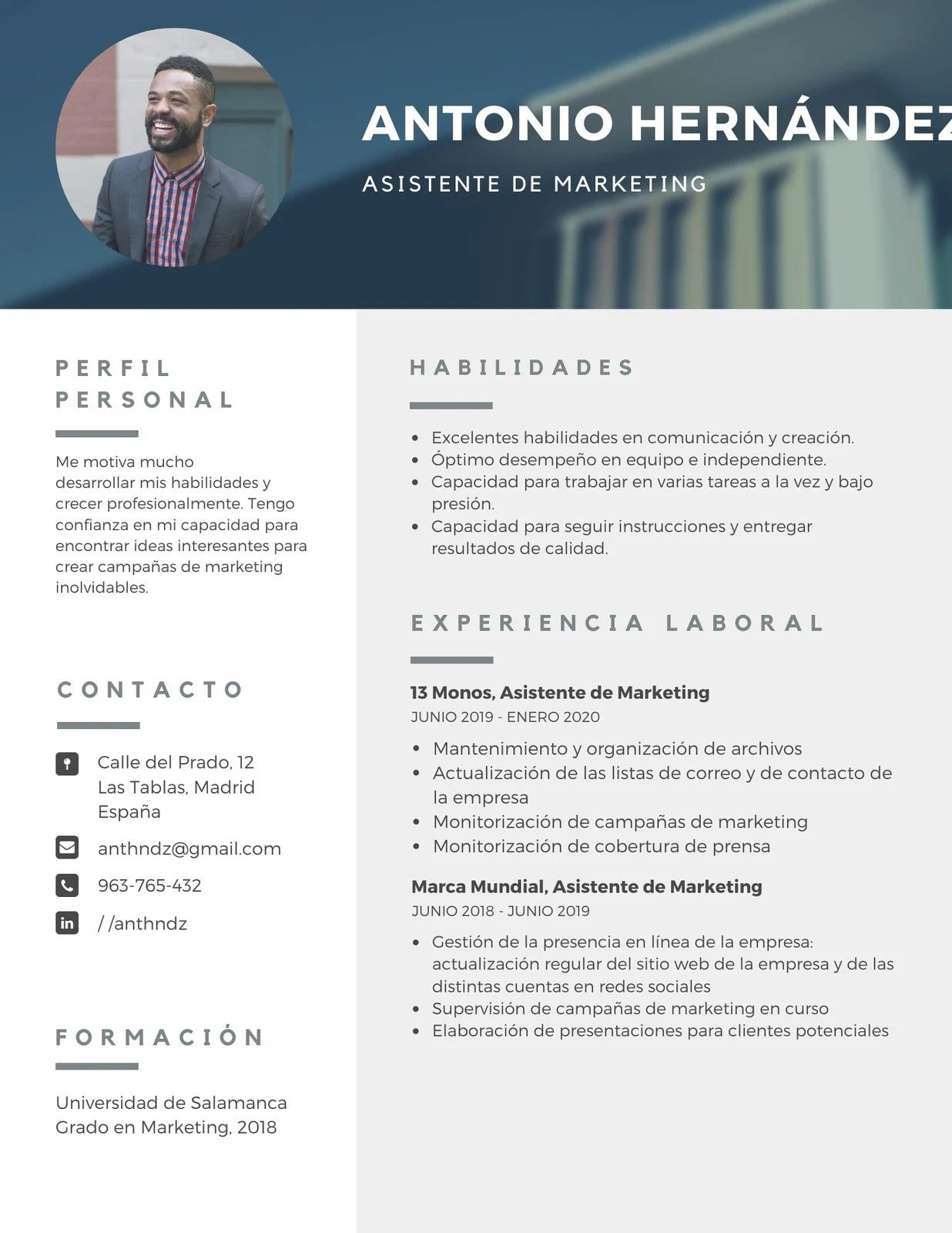 Diseña un currículum vitae gratis y en línea con Canva