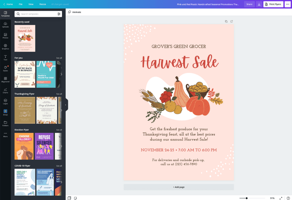 Fazer flyers online grátis Canva