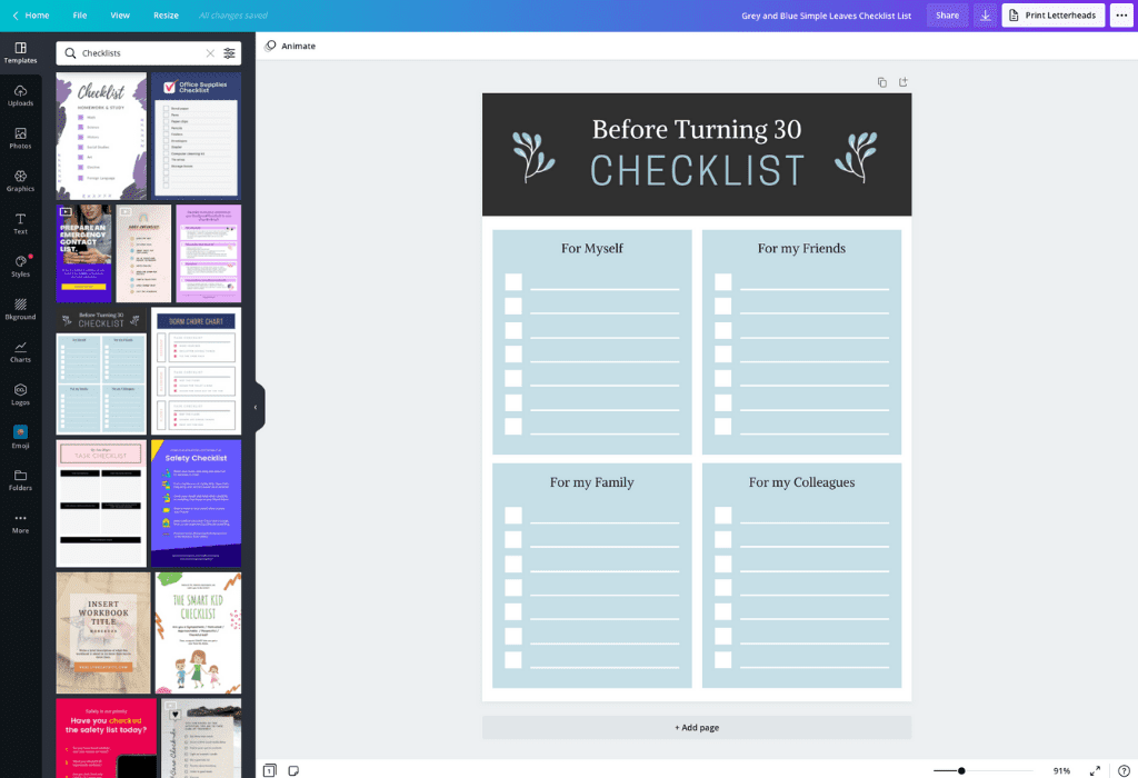 Diseña checklists gratis y online con Canva