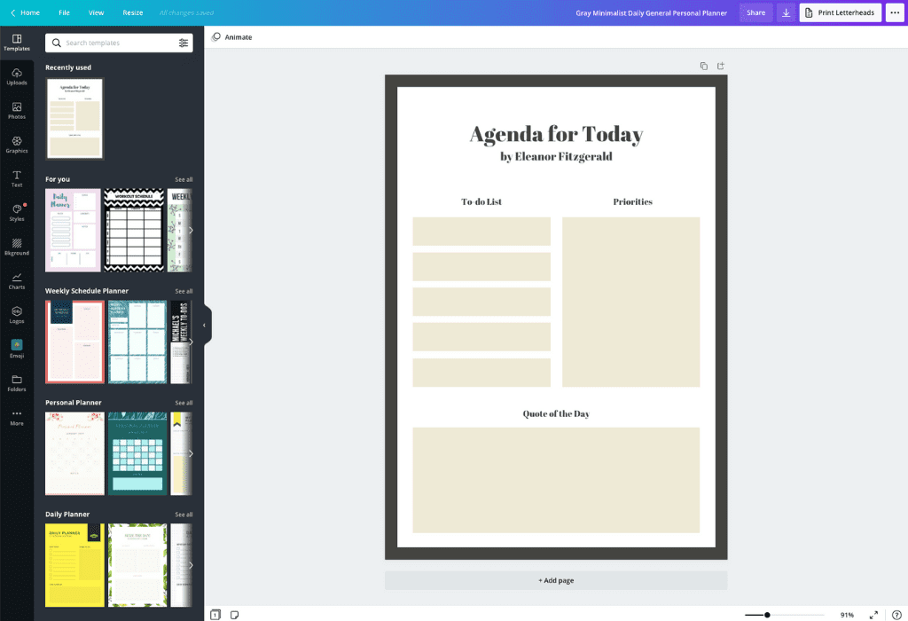 Mendesain Agenda Pribadi Kustom Online, Gratis - Canva