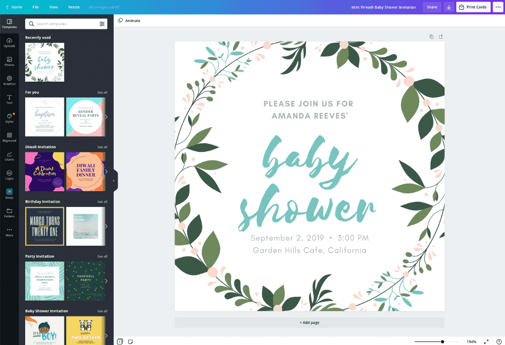 Make Your Own Baby Shower Invitation Canva