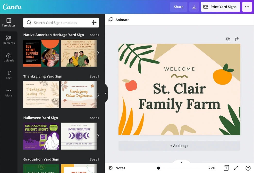 Create eyecatching yard signs for free Canva