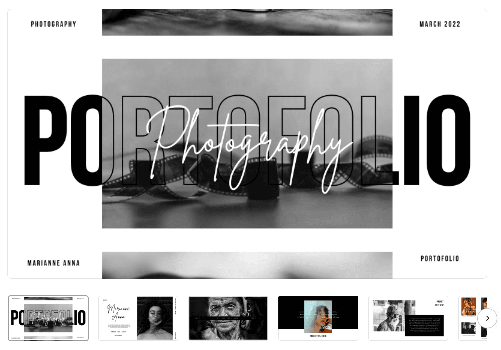 Crear portfolios online profesionales con el creador de Canva