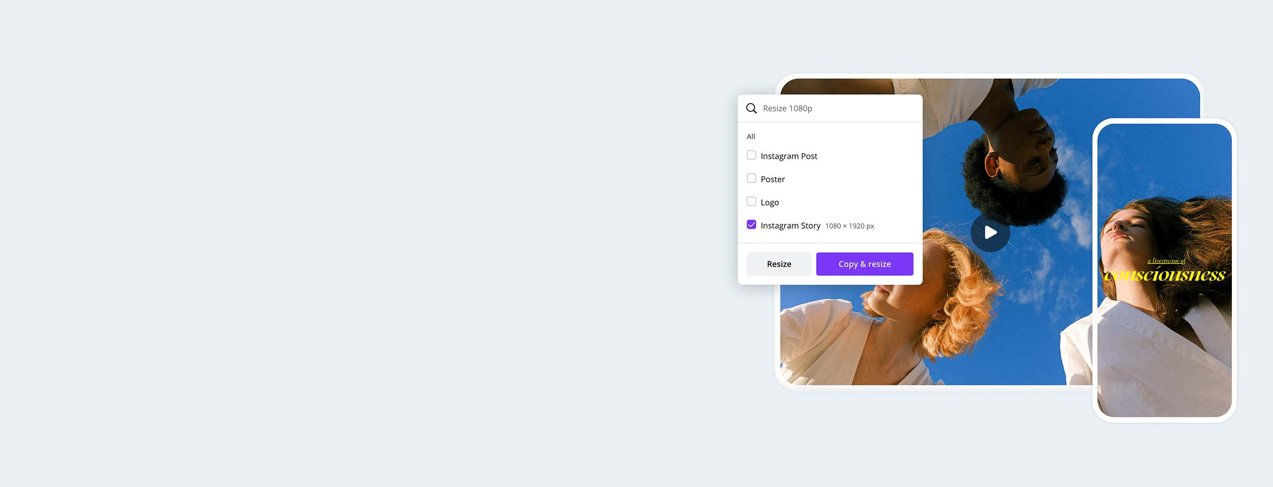 cambiar tamaño de videos online Canva