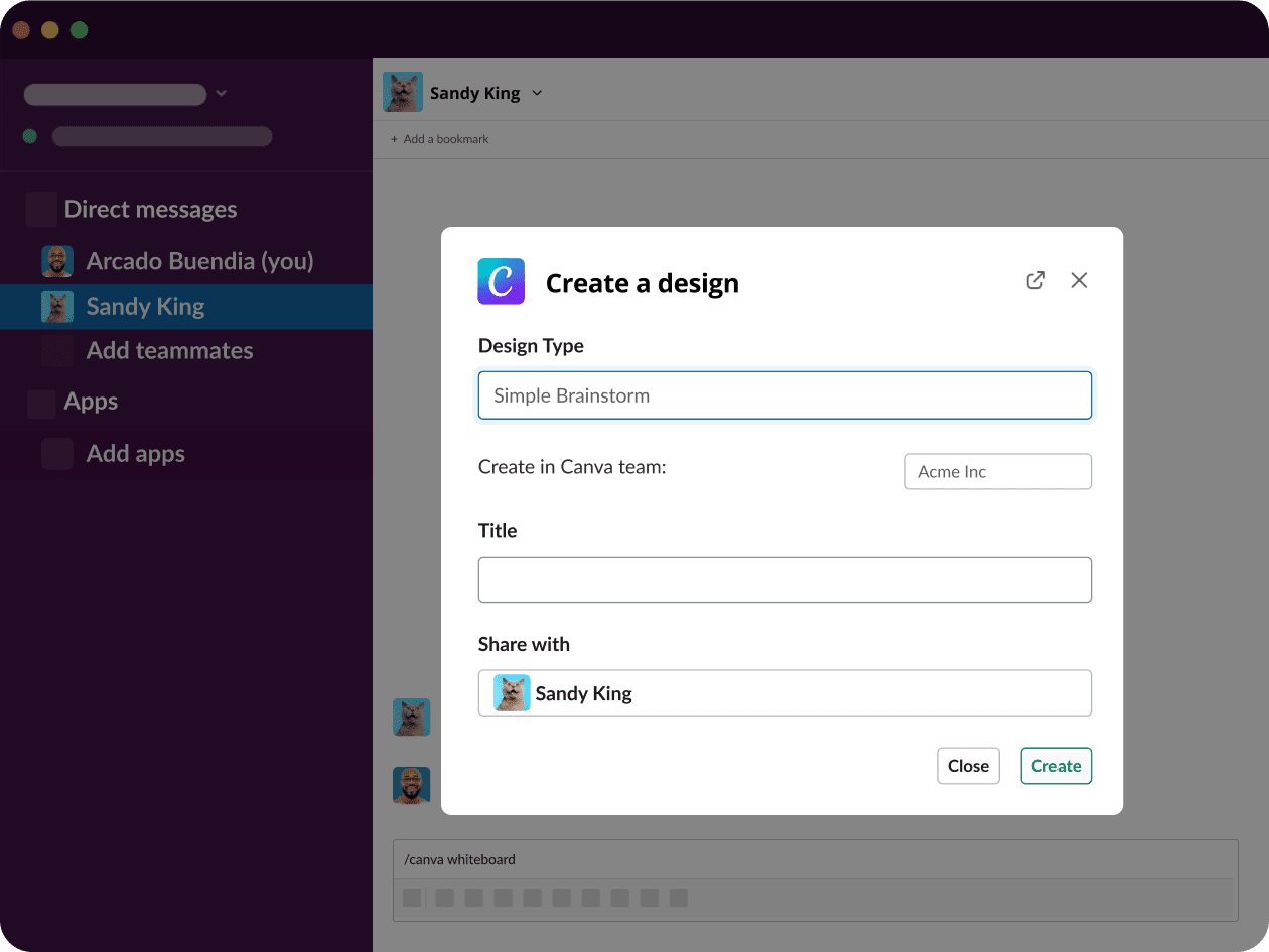 Canva + Slack integration Canva