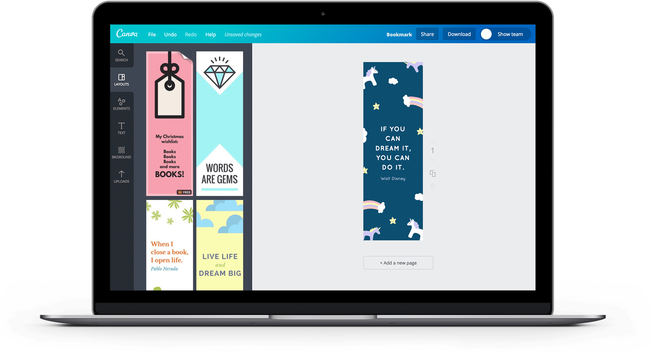 Créez en ligne un superbe marquepage à imprimer Canva