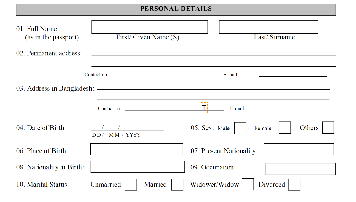 EPassport Application Form for Bangladesh Fill & Download Online (FREE)