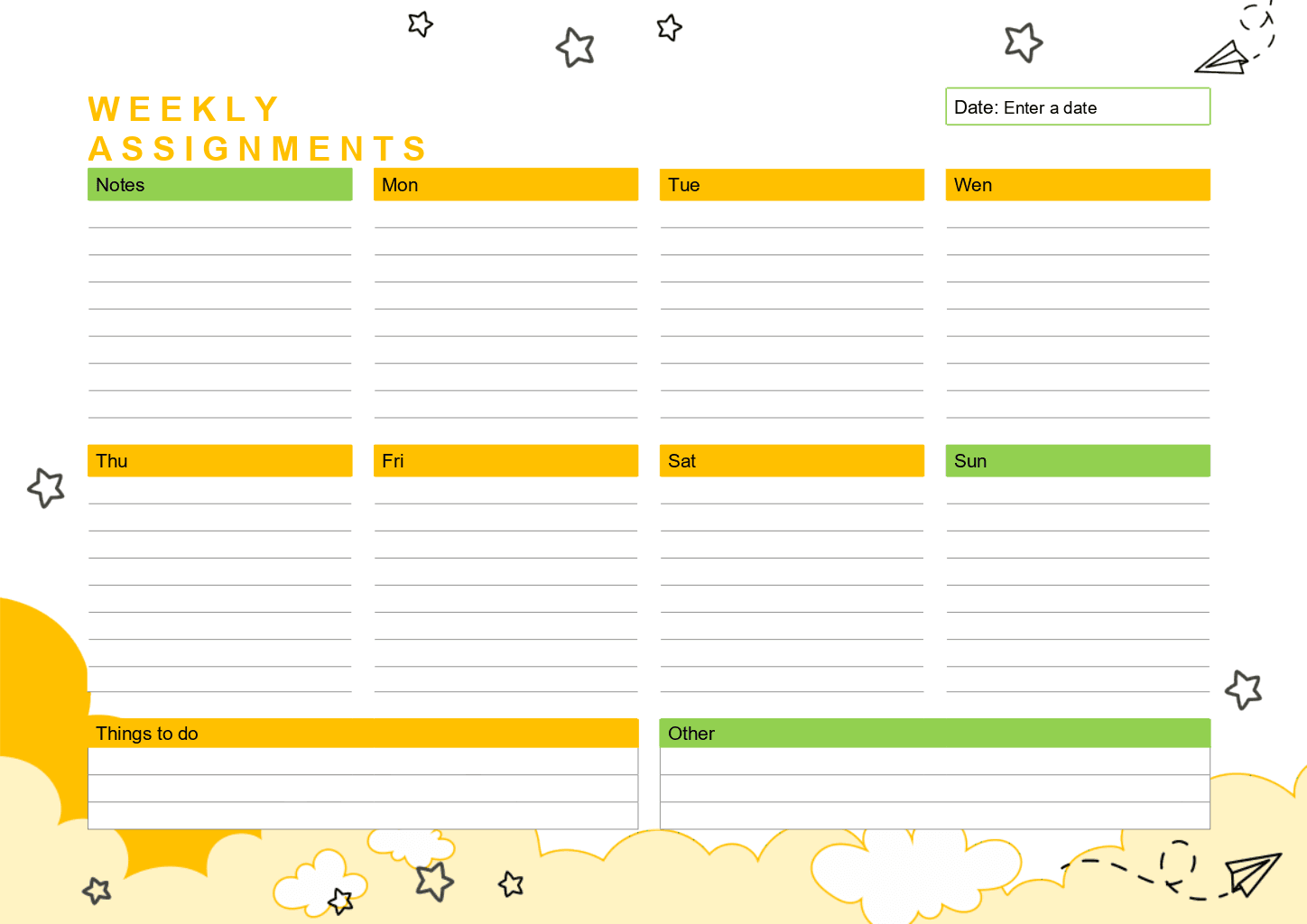 Weekly assignments template ONLYOFFICE ONLYOFFICE