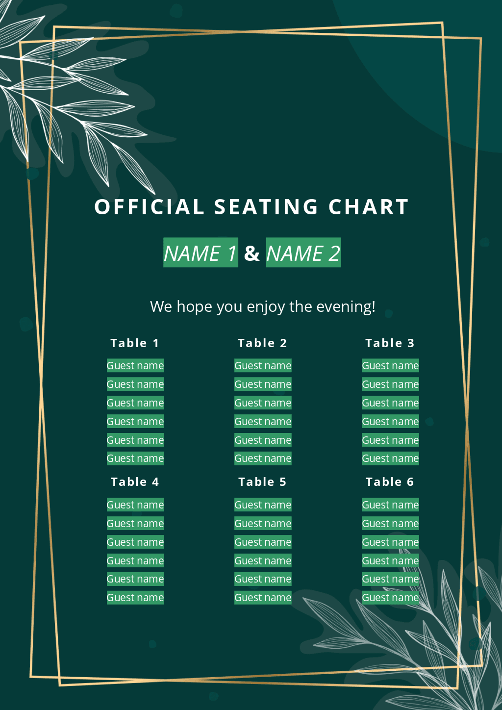 Wedding seating chart template 3 ONLYOFFICE