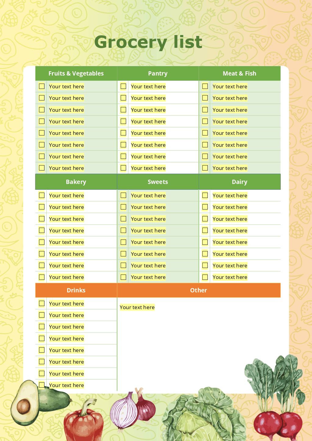 Grocery list template 3 ONLYOFFICE