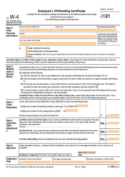 Fillable W-4 Form PDF Template Formstack Documents, 60% OFF