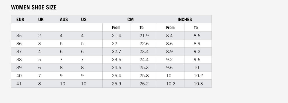 Shoes Size Chart | ZALORA Philippines