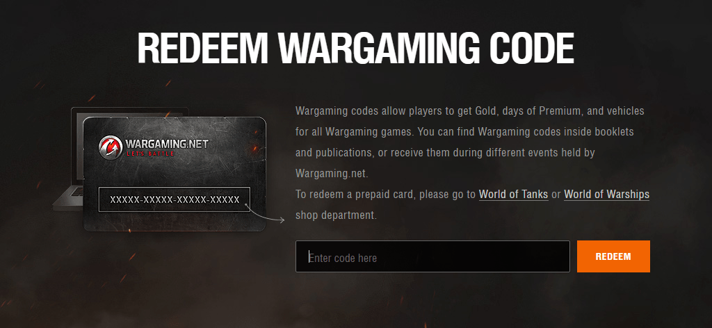 Bonus Code how to redeem World of Tanks Player Support