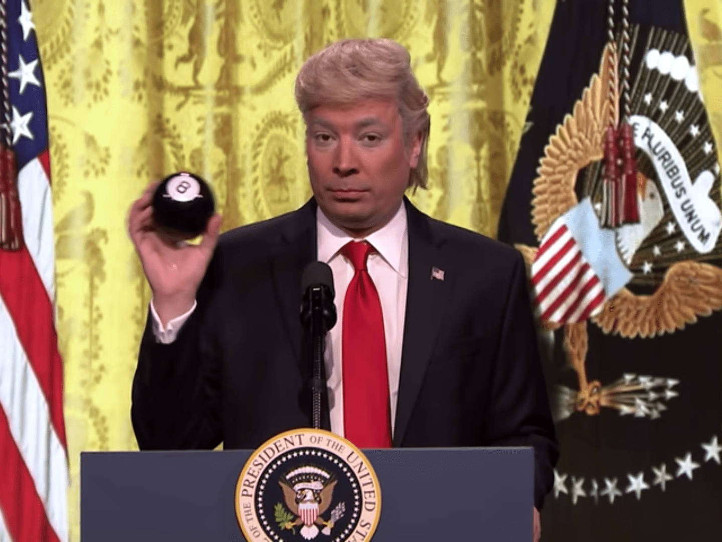 Jimmy Fallon brings back his Trump impression for that wild press
