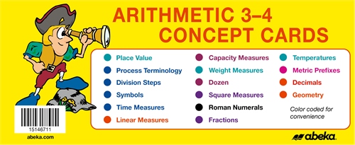Abeka Product Information Arithmetic 34 Concept Cards