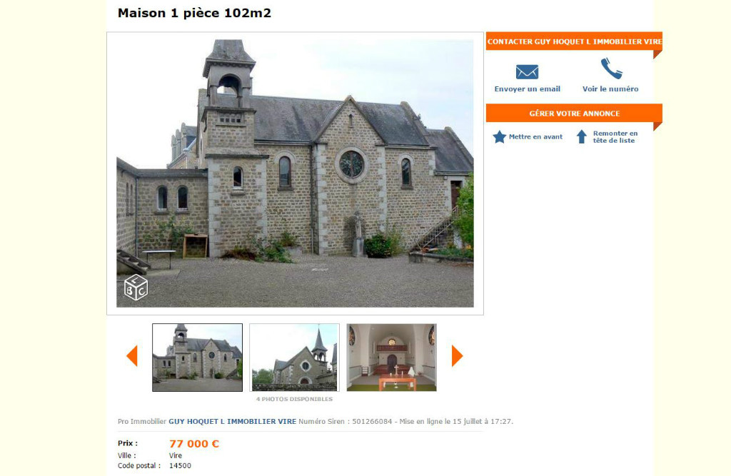 [Vidéo] En Normandie, une chapelle de 100 m2 à vendre sur Le Bon Coin