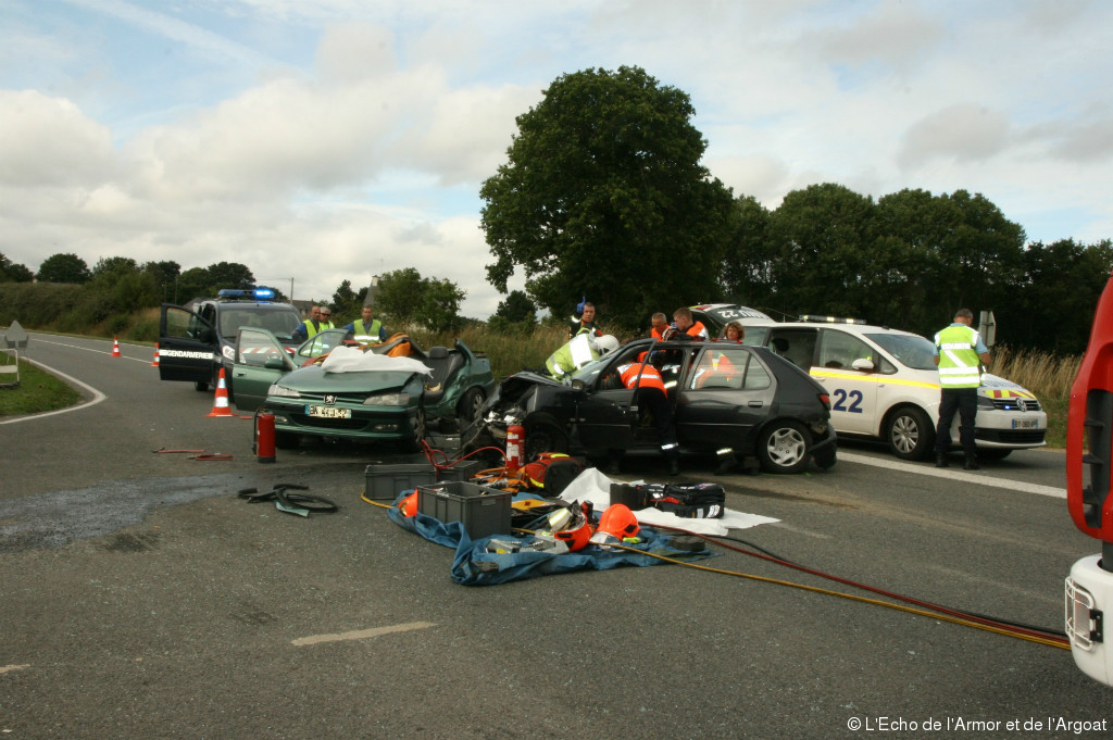 Violent accident de voitures entre Pabu et SaintAgathon