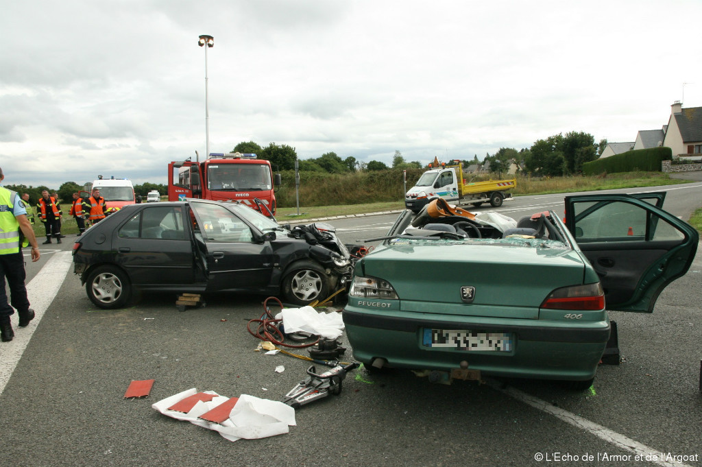 Violent accident de voitures entre Pabu et SaintAgathon