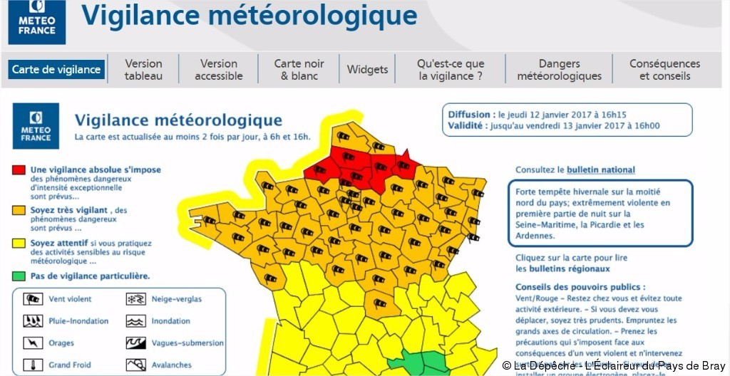 Prudence Vigilance rouge pour vents violents pour la SeineMaritime