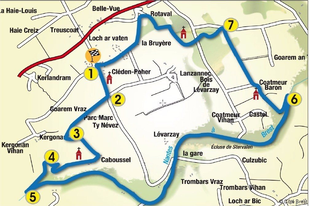 Les Défis De La Carte De Carhaix Randonner dans le Finistère 7/7 Carhaix Côté Brest