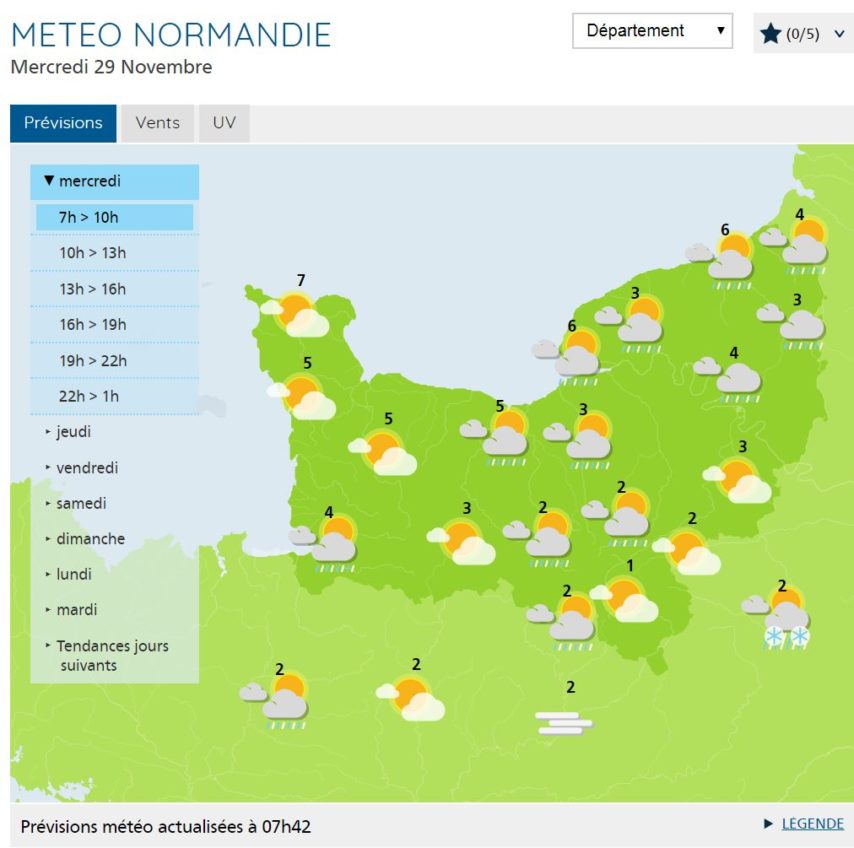 Météo ciel couvert et températures en baisse à PontAudemer L'Éveil
