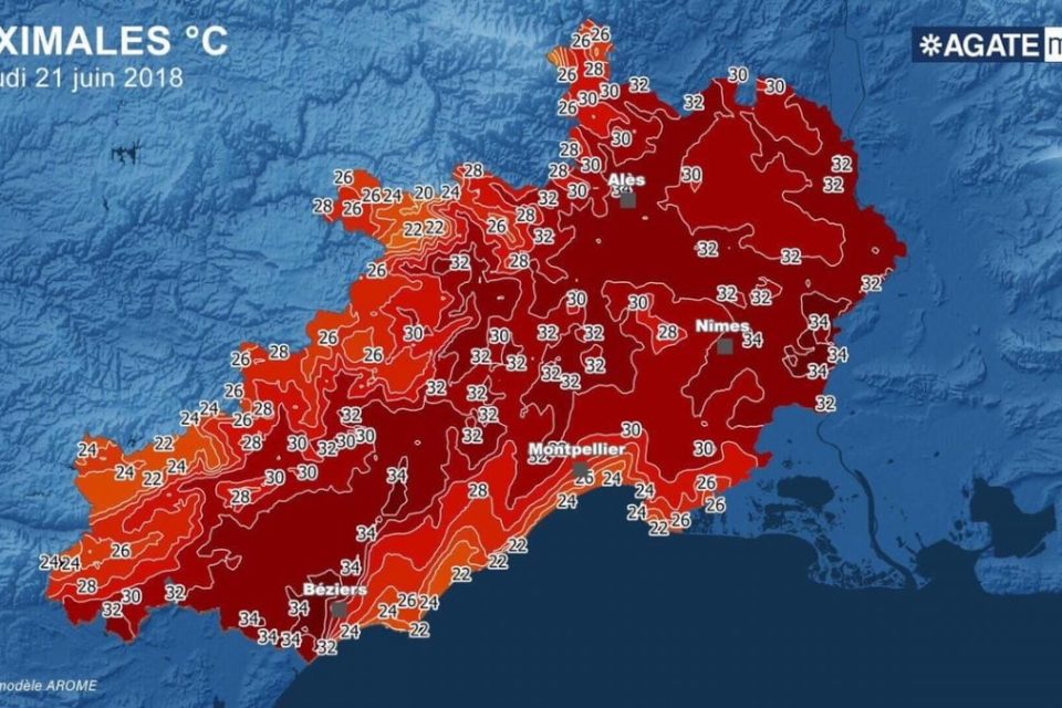 Pain Points Liés À La Carte Météo De L'hérault Météo fortes chaleurs ce jeudi Métropolitain