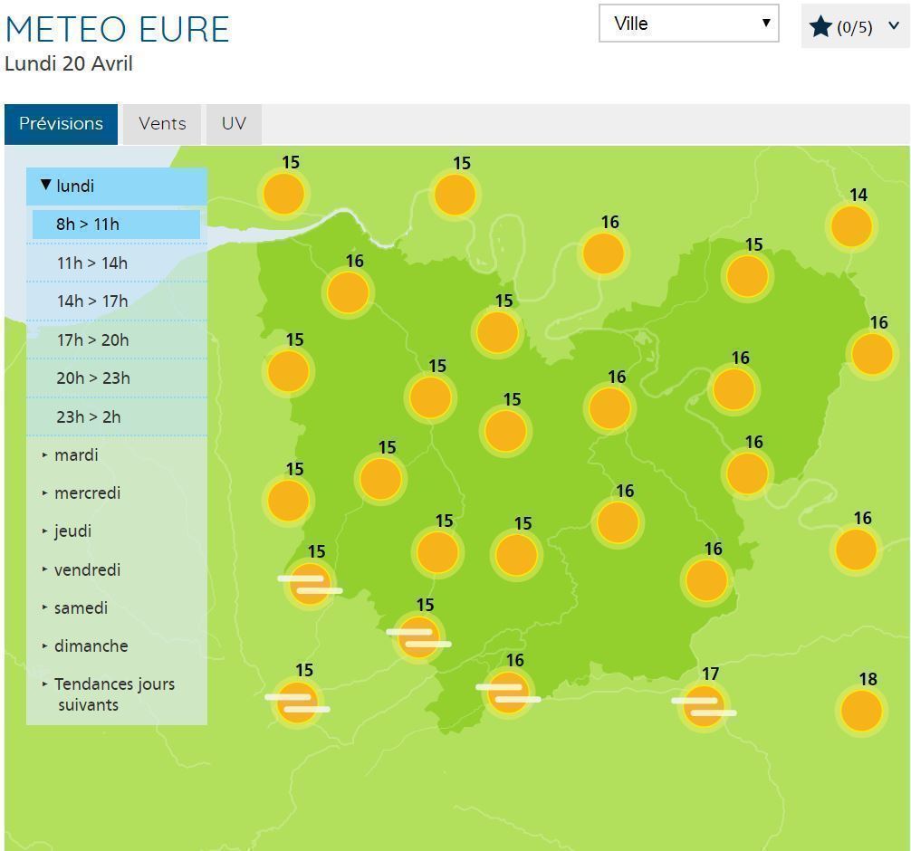 La météo du lundi 20 avril à PontAudemer L'Éveil de PontAudemer