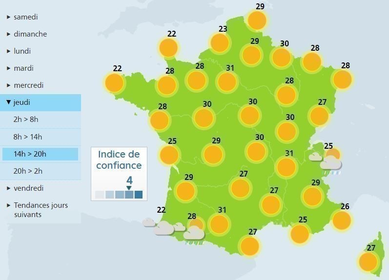 Les Points Forts De La Carte Météo Nationale Météo c'est l'été, un pic de chaleur attendu sur toute la France la