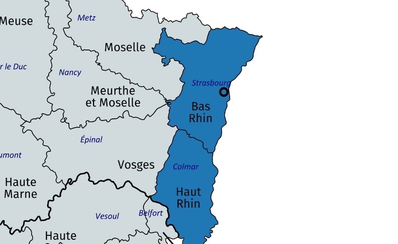 Carte Bas Rhin Haut Rhin Alsace. Pourquoi le BasRhin est en haut et le HautRhin en bas