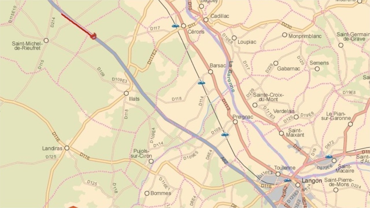 Pain Points Gironde. Accident sur l'A62, entre Illats et SaintMicheldeRieufret