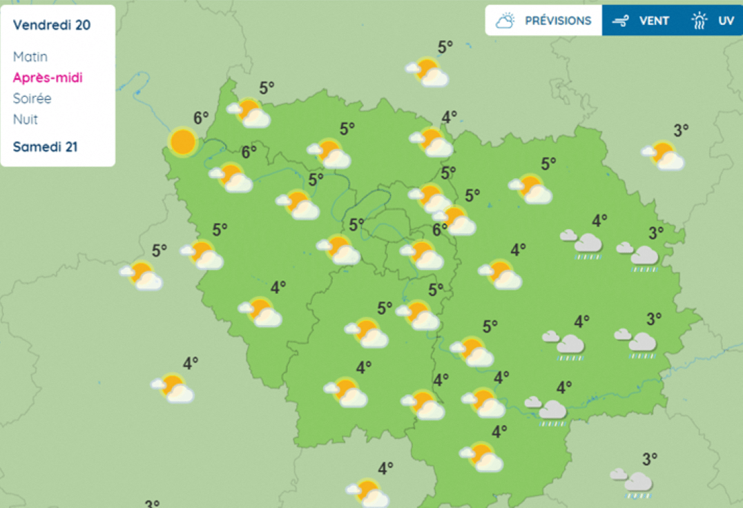 Météo à Paris et en ÎledeFrance temps froid et soleil sauf en Seine