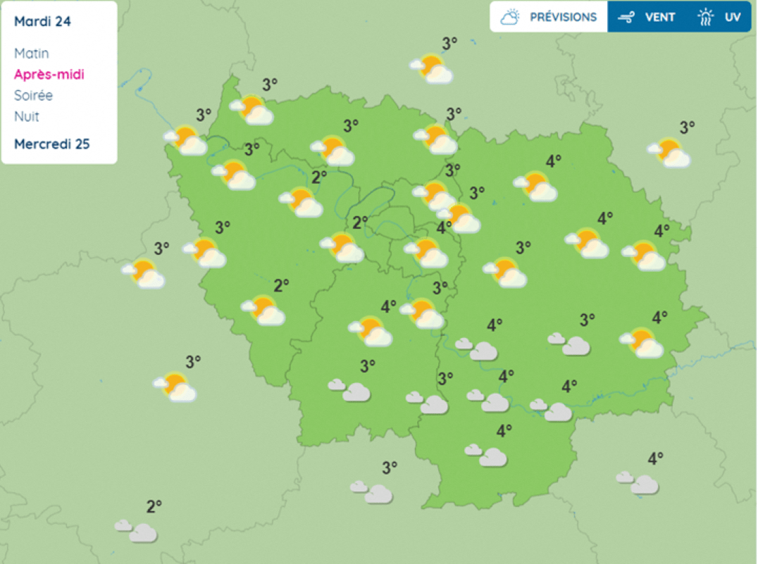 Un temps froid et sec la météo à Paris et en ÎledeFrance ce mardi