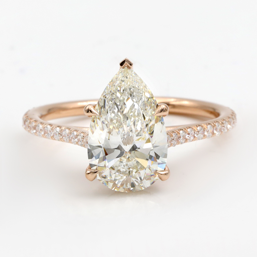 French Cut Basket Setting Diamonds 3/4 down in 14K Yellow Gold