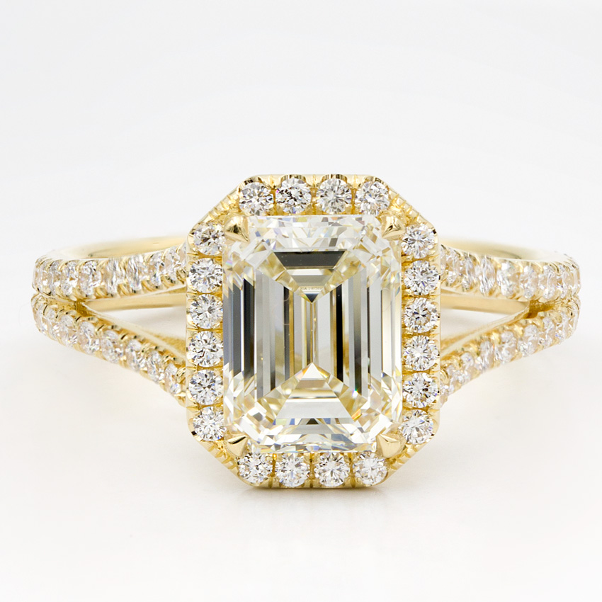 Split Shank Halo Setting for Emerald Cut Diamond Adiamor