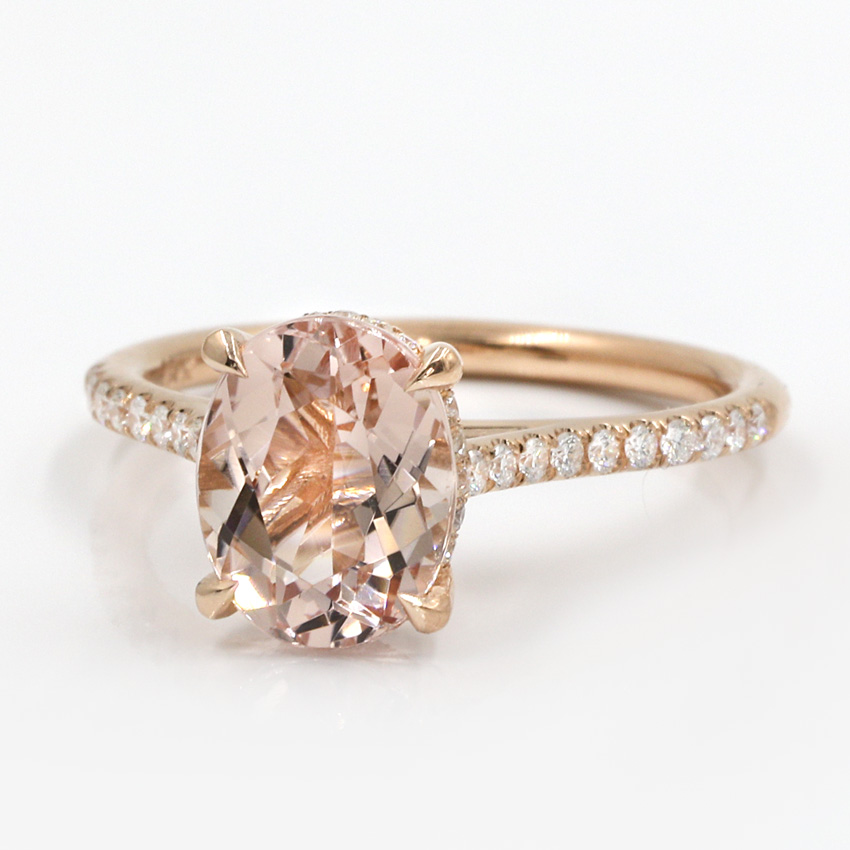 Oval Thin Band Engagement Ring in 18K Rose Gold