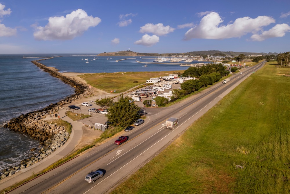 High quality stock photos looking down at Half Moon Bay's Marina and
