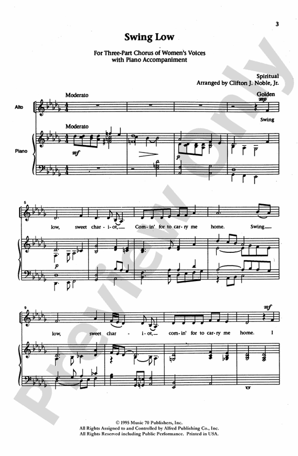 Swing Low SSA Choral Octavo Digital Sheet Music Download