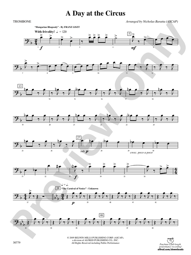 A Day at the Circus 1st Trombone 1st Trombone Part Digital Sheet