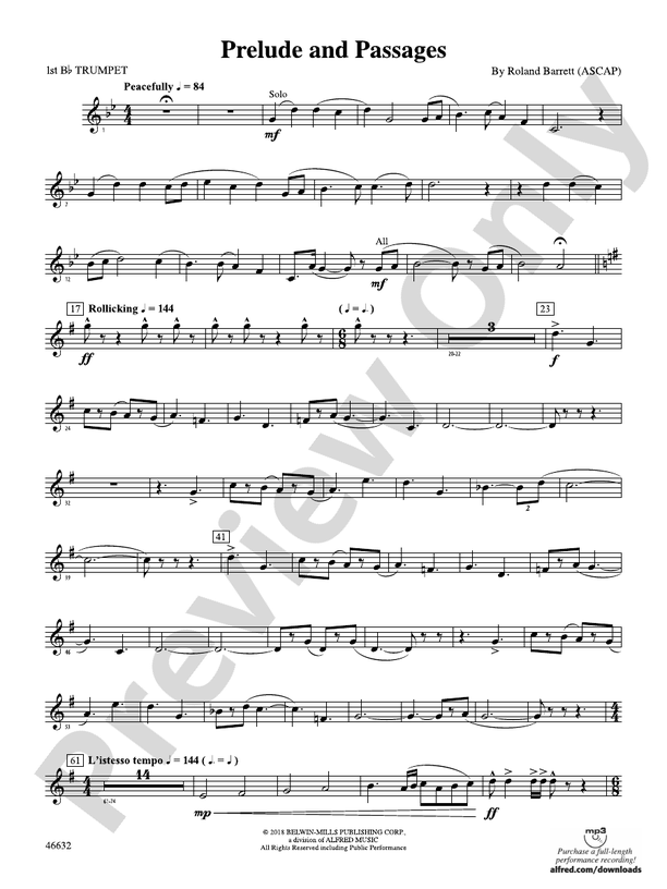 Prelude and Passages 1st Bflat Trumpet 1st Bflat Trumpet Part Digital Sheet Music Download