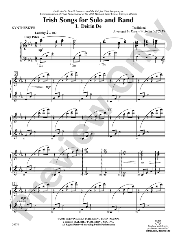 Irish Songs Synthesizer Synthesizer Part Digital Sheet Music Download