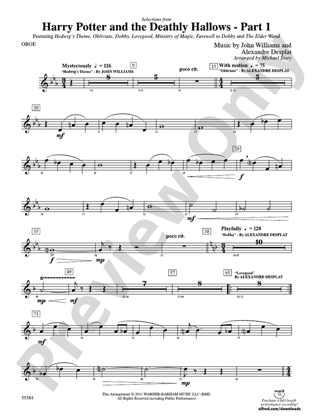 Harry Potter and the Deathly Hallows, Part 1, Selections from Oboe