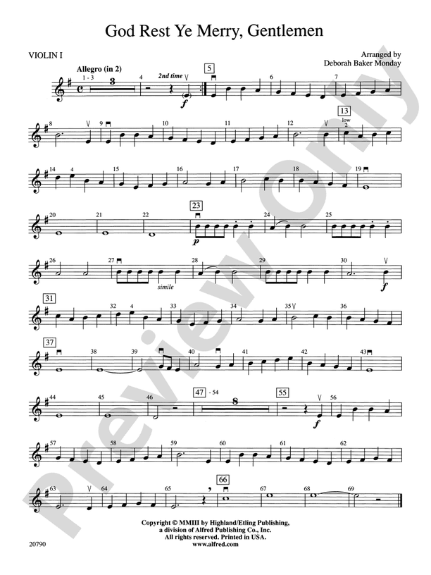 God Rest Ye Merry, Gentlemen 1st Violin 1st Violin Part Digital