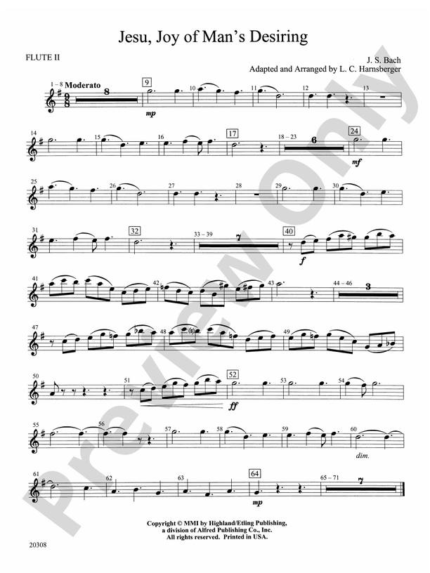 Jesu, Joy of Man's Desiring 2nd Flute 2nd Flute Part Digital Sheet