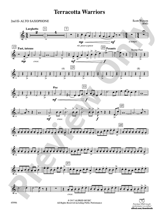 Terracotta Warriors 2nd Eflat Alto Saxophone 2nd Eflat Alto