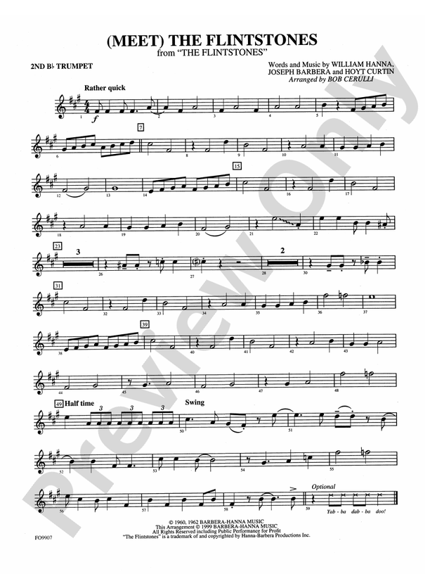 (Meet) The Flintstones 2nd Bflat Trumpet 2nd Bflat Trumpet Part Digital Sheet Music Download