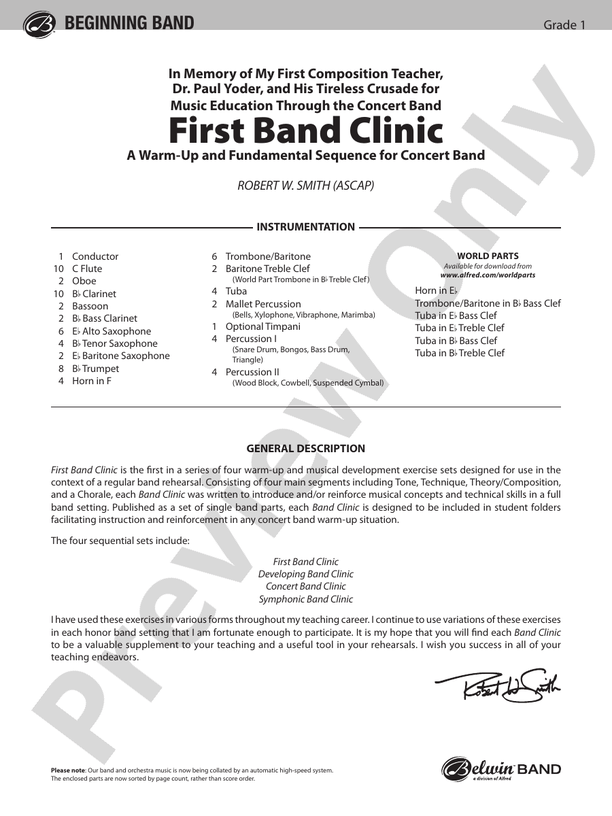 First Band Clinic (A WarmUp and Fundamental Sequence for Concert Band