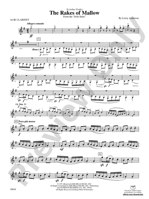 The Rakes of Mallow (from the Irish Suite) 1st Bflat 1st B