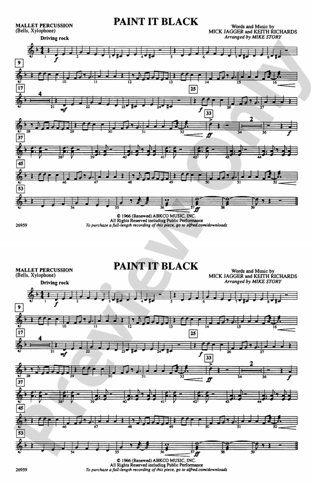 Paint It Black Mallets Mallets Part Digital Sheet Music Download